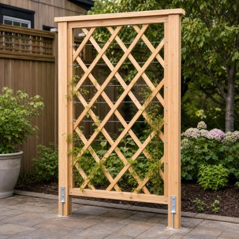 Freestanding Diamond-Lattice Privacy Screen