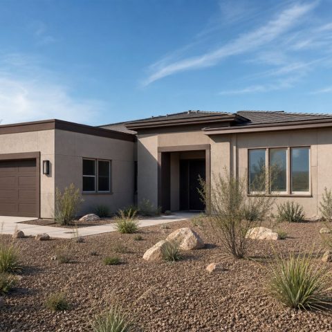 $460,000 Expanded Desert-Modern Family Home: 2,330-Sq.-Ft. Five-Bedroom Plan