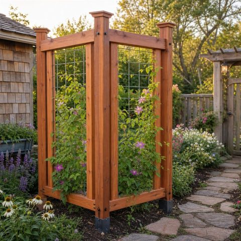 Corner Trellis Tower With Three Climbing Panels