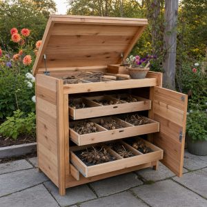Dahlia Tuber Storage Chest With Divided Vent Trays