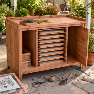 Cedar Seed-Packet Drying Press With Replaceable Blotter Frames