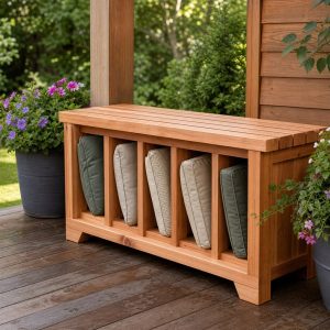 Outdoor Cushion Drying Bench With Open Racks Below