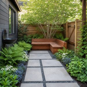 Small Courtyard Garden With an L-Shaped Bench
