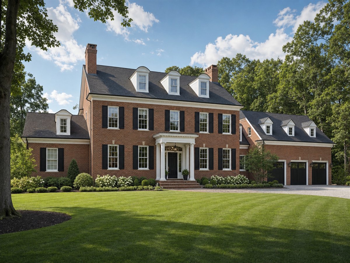 Fairfax Georgian 4240, a conceptual 4240-square-foot Georgian Colonial custom home with a $940,000 construction target