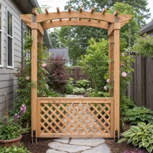 Cedar Rose Arch With Replaceable Lower Lattice