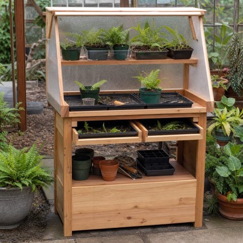 Fern Propagation Stand With Fine-Mist Shield Panels