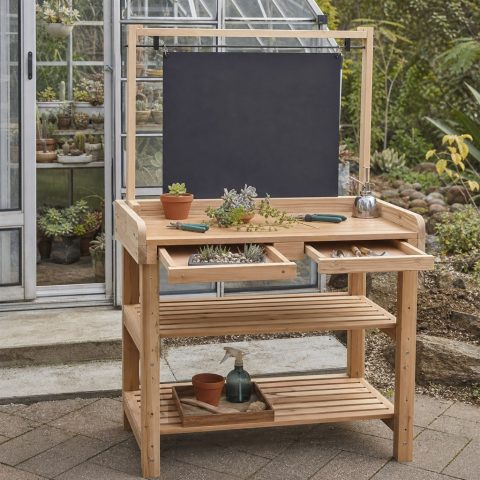 Garden Photography Table With an Adjustable Backdrop Frame