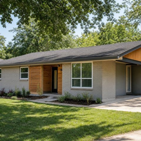$113,625 Compact Mid-Century-Inspired Small Ranch: 739-Sq.-Ft. Two-Bedroom Plan