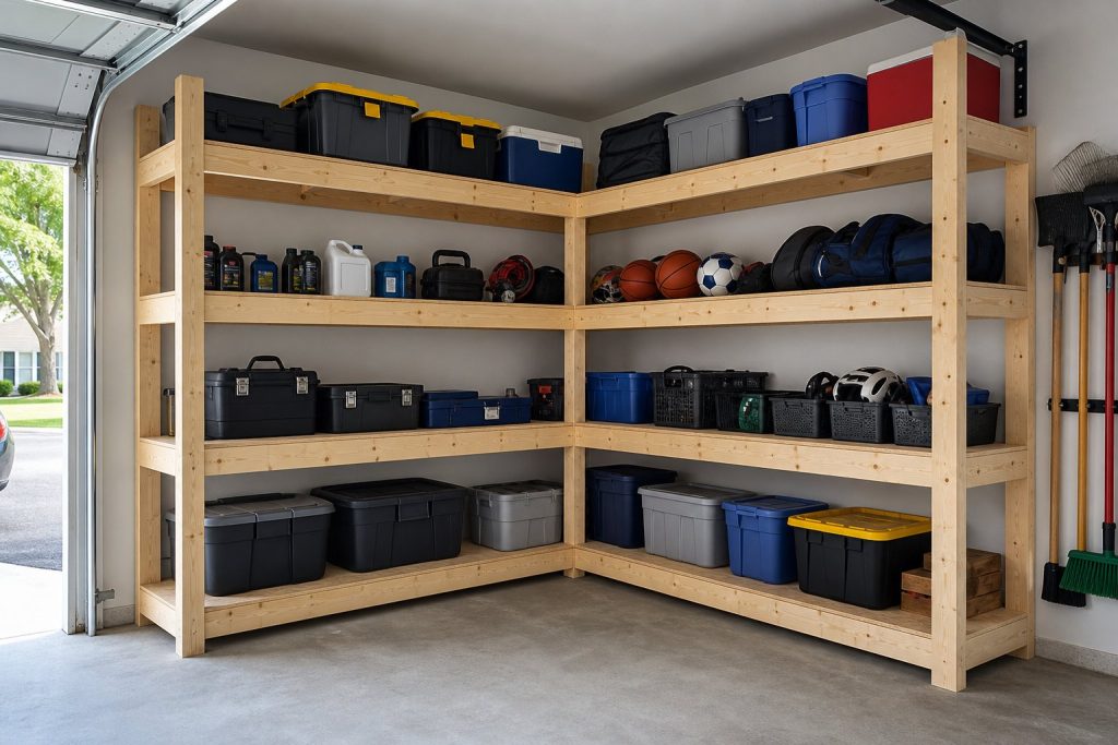 Garage Corner Shelves: L-Shaped 2×4 Build Guide