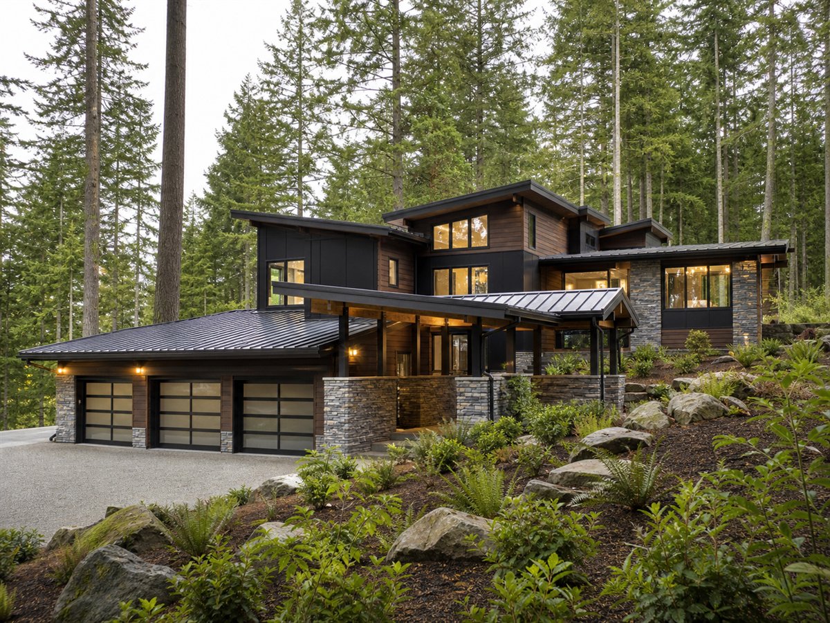 Cascade House 4280, a conceptual 4280-square-foot Pacific Northwest custom home with a $950,000 construction target