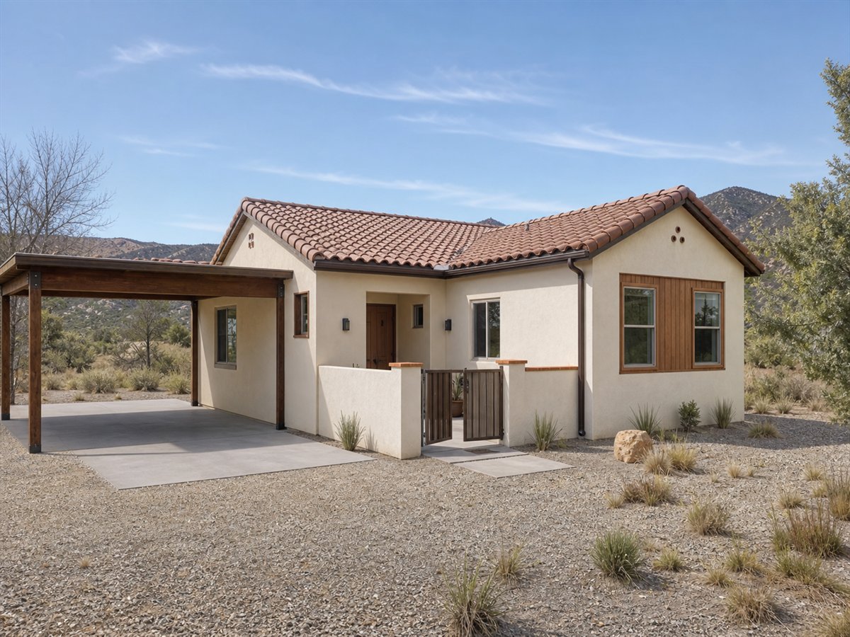 Mesa Court Casita 772, a conceptual 772-square-foot courtyard-entry casita with a $115,625 construction target