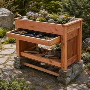 Alpine Trough Display Bench With Reinforced Stone Supports