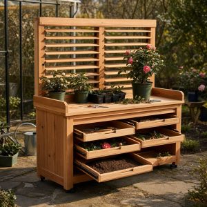 Cedar Camellia Shade Screen With Adjustable Louvers