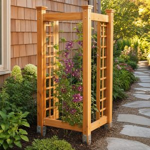 Three-Sided Clematis Obelisk With Ground Anchors