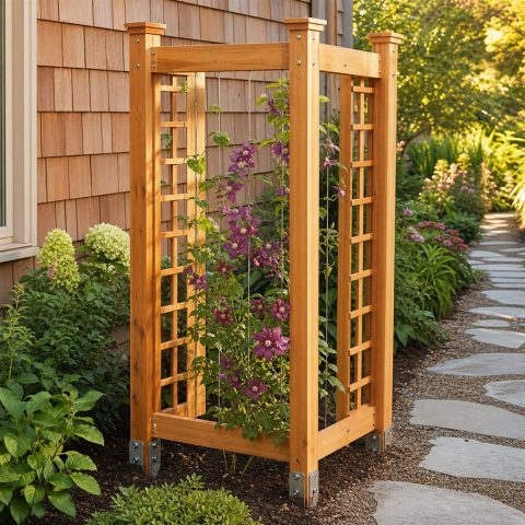 Three-Sided Clematis Obelisk With Ground Anchors