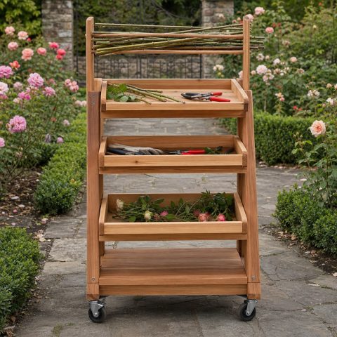 Rose-Pruning Cart With Cane Collection Rails