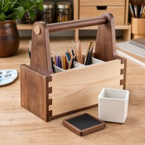 Art-Supply Caddy With Removable Cup Inserts