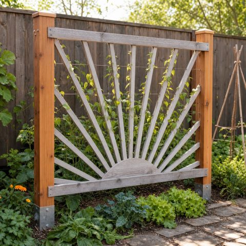 Decorative Sunburst Trellis for a Blank Fence