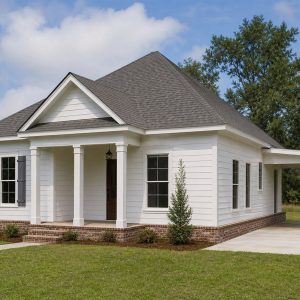 $119,625 Compact Small Acadian Cottage: 777-Sq.-Ft. Two-Bedroom Plan