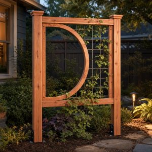 Cedar Moon-Window Screen With Climbing-Vine Grid