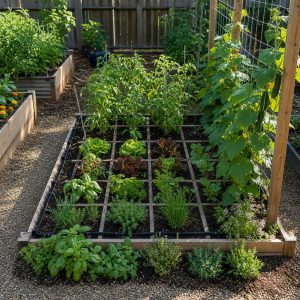 Square-Foot Garden Layout With a Clear Planting Grid