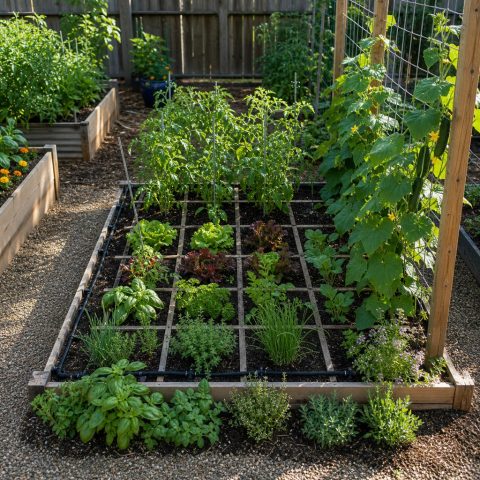 Square-Foot Garden Layout With a Clear Planting Grid
