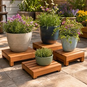 Wooden Planter Pot Risers for Better Drainage