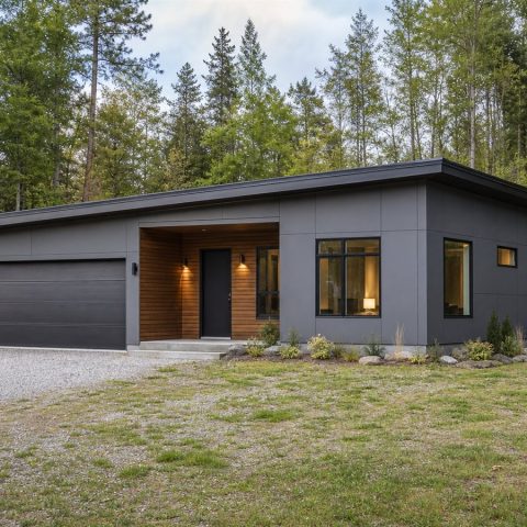 $492,500 Expanded Shed-Roof Contemporary Family Home: 2,460-Sq.-Ft. Five-Bedroom Plan