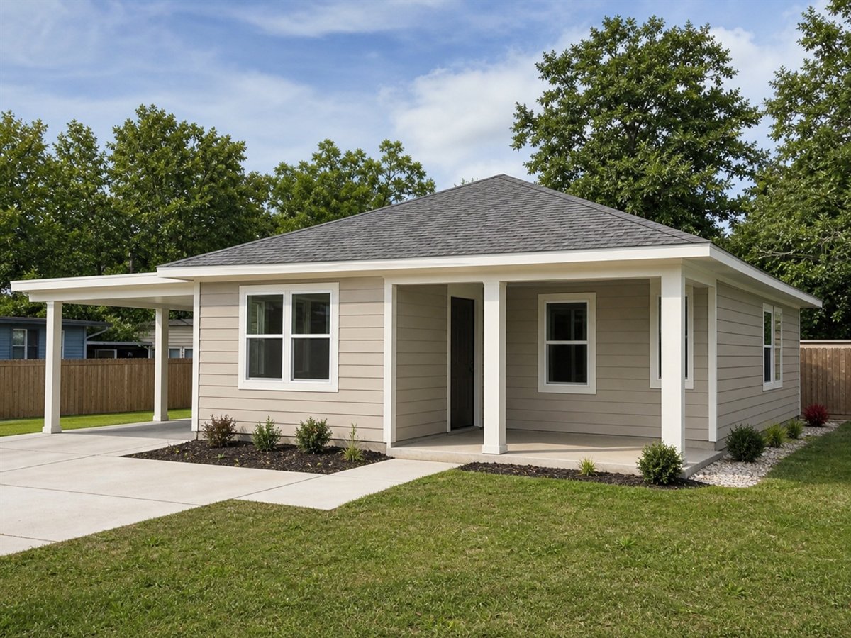 Easy Path Ranch 811, a conceptual 811-square-foot accessible small ranch with a $122,625 construction target