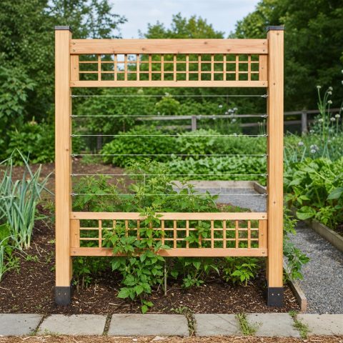 Low Berry-Cane Support Fence With Removable Wires