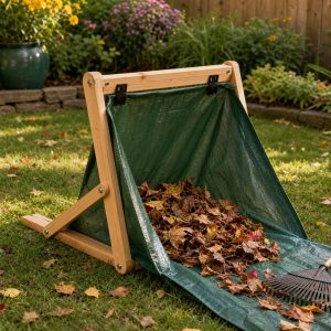 Folding Leaf Collection Frame for a Garden Tarp