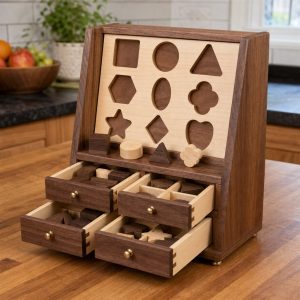 Wooden Puzzle Board With Sorting Drawers