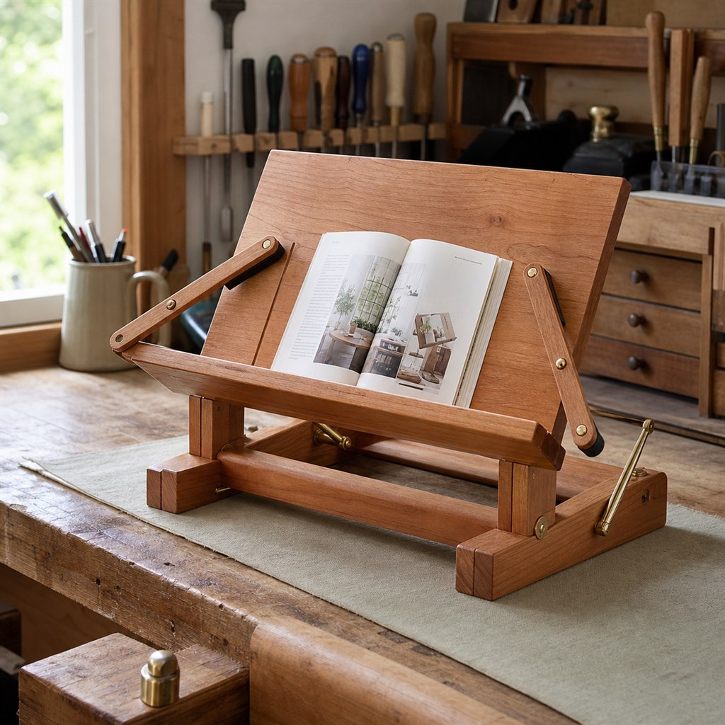 Folding Book Stand With Page-Holding Arms