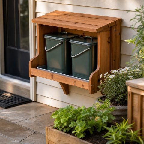 Garden Kitchen-Scrap Caddy Shelf With a Washable Tray