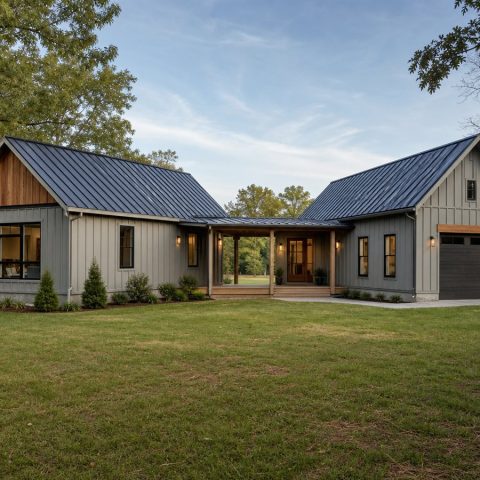 $253,750 Practical Modern Dogtrot-Inspired Family Home: 1,565-Sq.-Ft. Three-Bedroom Plan