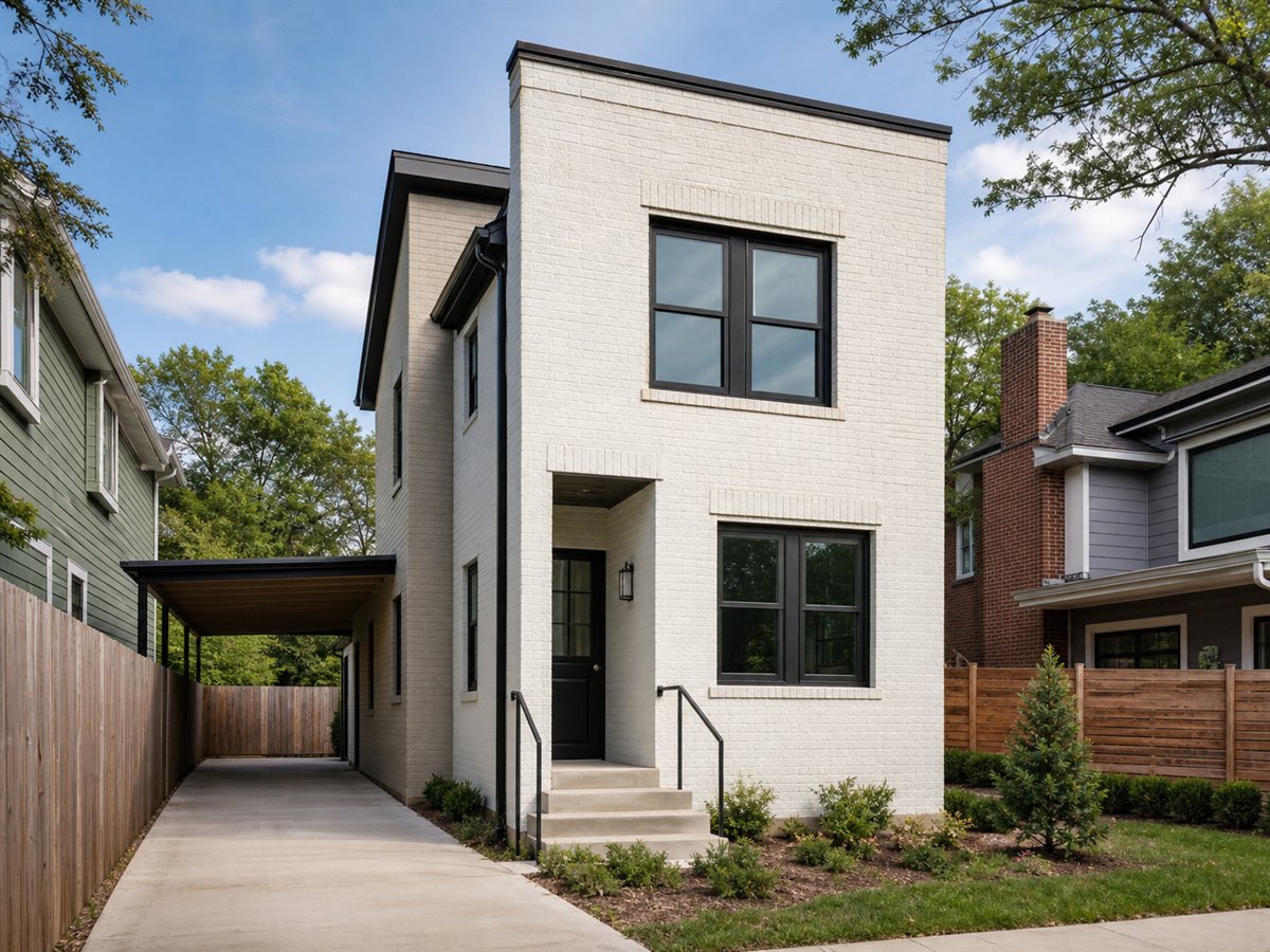 Row Garden House 817, a conceptual 817-square-foot rowhouse-inspired detached small home with a $127,625 construction target