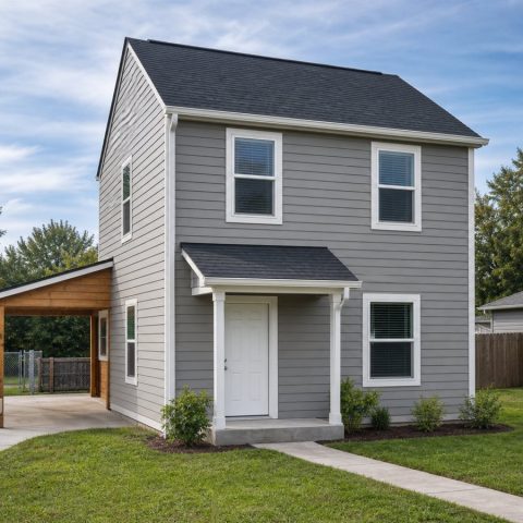 $128,625 Compact Simple Two-Story Starter Home: 818-Sq.-Ft. Two-Bedroom Plan