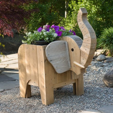 Elephant-Shaped Garden Planter With a Raised Trunk
