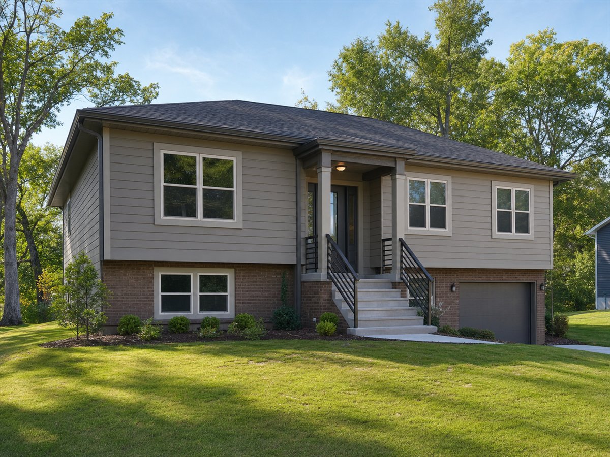 Terrace Split Ranch 1595, a conceptual 1595-square-foot raised-ranch family home with a $261,250 construction target