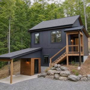 $131,625 Compact Small Hillside Cabin: 852-Sq.-Ft. Two-Bedroom Plan