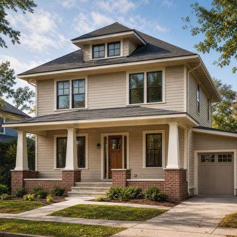 $268,750 Practical American Foursquare Family Home: 1,625-Sq.-Ft. Three-Bedroom Plan