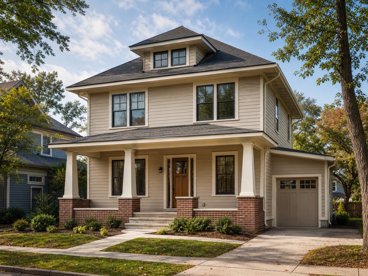 Elm Street Foursquare 1625, a conceptual 1625-square-foot American Foursquare family home with a $268,750 construction target