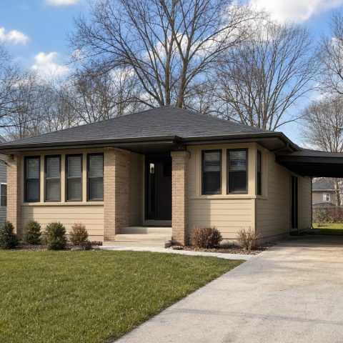 $135,625 Compact Prairie-Inspired Small Cottage: 857-Sq.-Ft. Two-Bedroom Plan