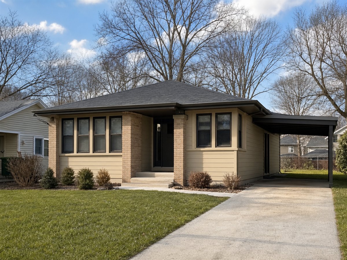 Prairie Nook 857, a conceptual 857-square-foot Prairie-inspired small cottage with a $135,625 construction target
