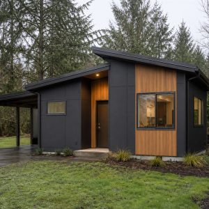 $136,625 Compact Pacific Northwest Contemporary Cottage: 858-Sq.-Ft. Two-Bedroom Plan