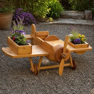 Garden Airplane Planter With Wing-Mounted Flower Boxes