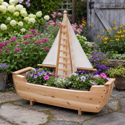 Sailboat Flower Planter With a Lattice Mast