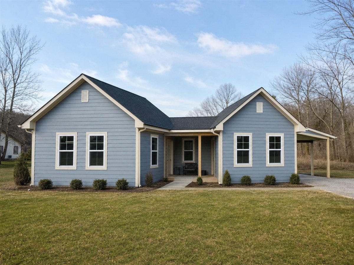 Twin Nook House 893, a conceptual 893-square-foot connected twin-gable small home with a $140,625 construction target