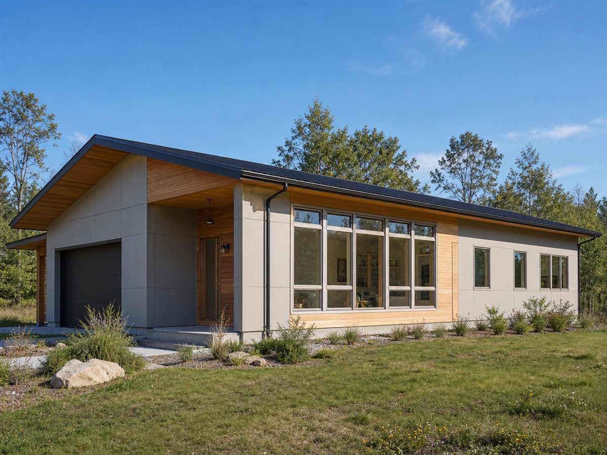 Sunpath House 1705, a conceptual 1705-square-foot passive-solar-inspired contemporary home with a $288,750 construction target