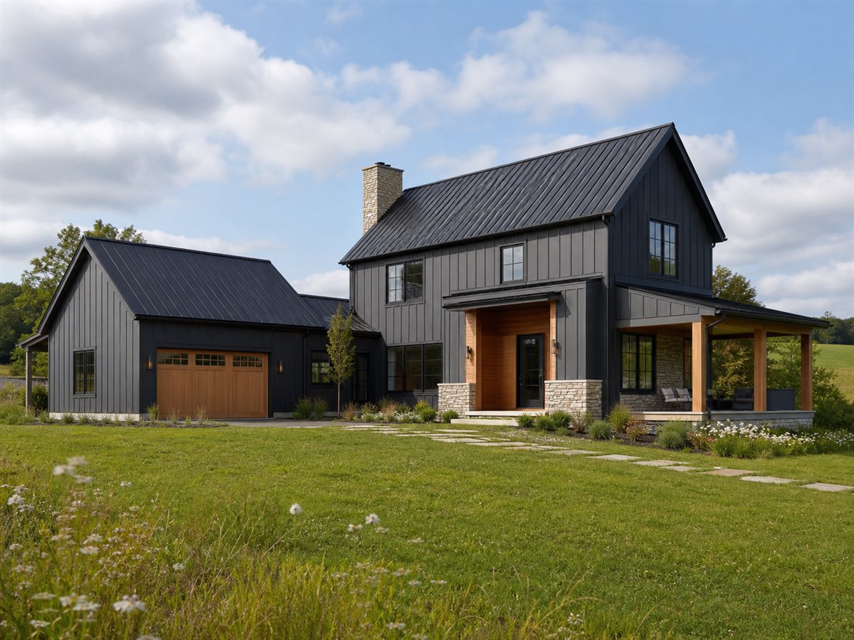 Blackwood Barn House 2671, a conceptual 2671-square-foot modern barn custom home with a $538,750 construction target